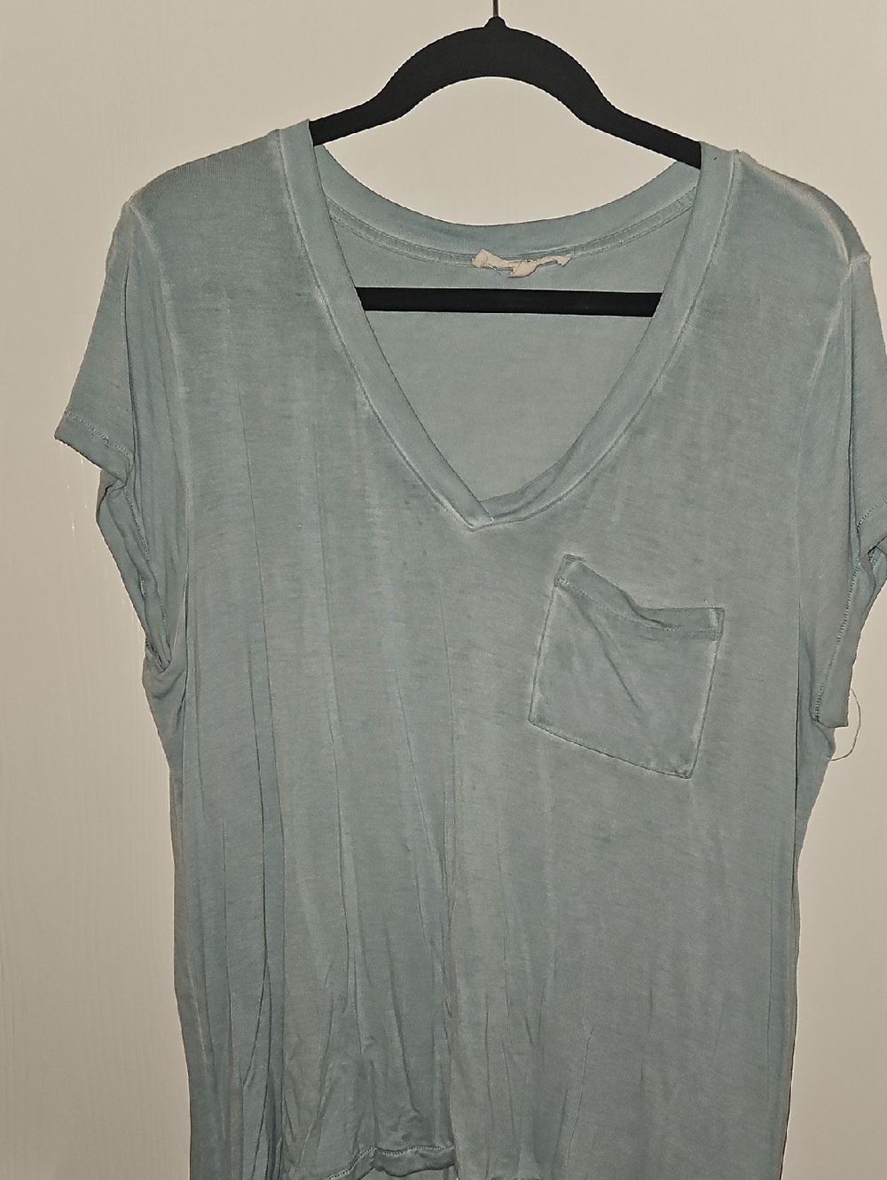 Jane and Delancey Washed Light Blue V-Neck Pocket Tee